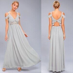 Lulu's Light Gray Backless Dress